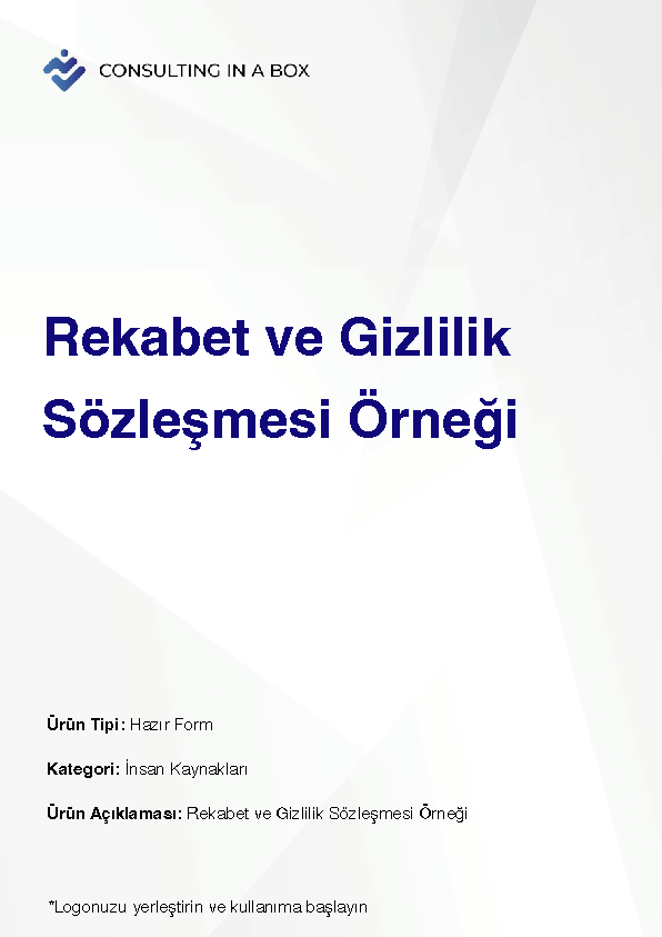 Rekabet ve Gizlilik Sözleşmesi Örneği