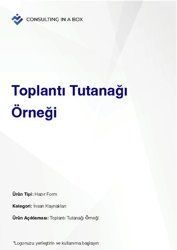 Toplantı Tutanağı Örneği