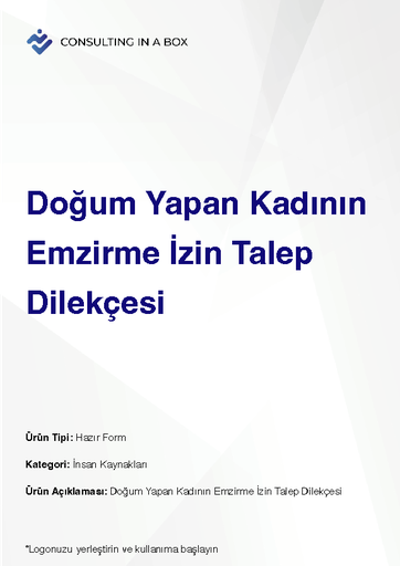 [PR9NPAEE7Y] Doğum Yapan Kadının Emzirme İzin Talep Dilekçesi