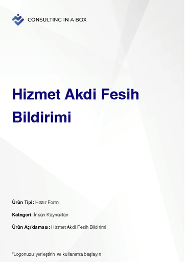 [83AY11AP4K] Hizmet Akdi Fesih Bildirimi