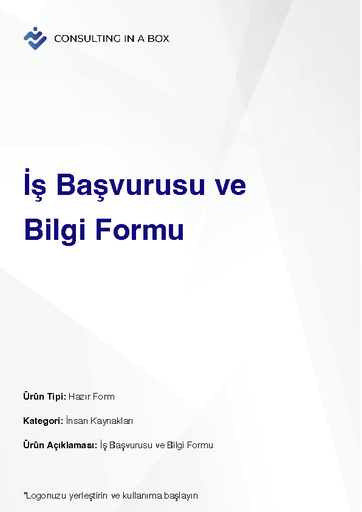 [XD91K8DMCY] İş Başvurusu ve Bilgi Formu