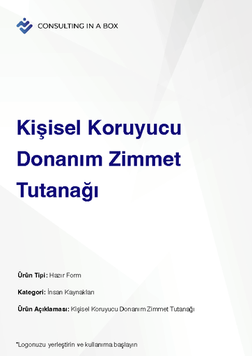 [YPKMH6YSYF] Kişisel Koruyucu Donanım Zimmet Tutanağı